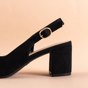 Czarne damskie sandały na słupku Siofra - Obuwie
