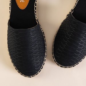 Czarne damskie sandały ze zwierzęcym tłoczeniem Domiel - Obuwie