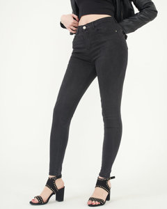 Czarne klasyczne jeansy damskie rurki - Odzież