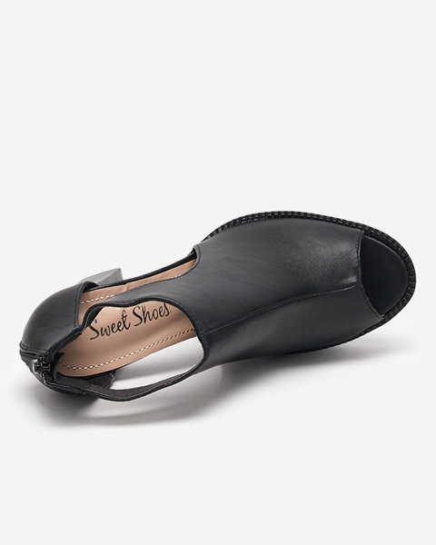 Czarne sandały damskie na słupku z wycięciami Dopofi- Obuwie