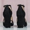 Czarne sandały na słupku z holograficznym wykończeniem Raffaessa - Obuwie