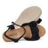Czarne sandały z kokardką na niskiej koturnie Moca - Obuwie