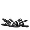 Czarne sandały zdobione srebrnymi kółkami Noora- Obuwie