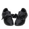 Czarne, satynowe sportowe obuwie z kokardką Mabel- Obuwie