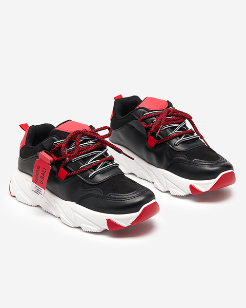 Czarno- czerwone damskie buty sportowe sneakersy Sinoffi- Obuwie