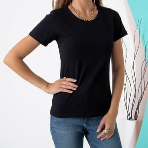 Czarny damski bawełniany t-shirt - Odzież