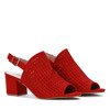 Czerwone ażurowe sandały na słupku Farrell - Obuwie