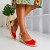 Czerwone damskie sandały na koturnie a'la espadryle Blancoli - Obuwie