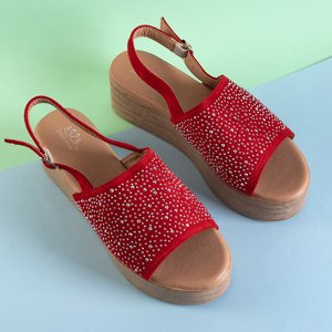 Czerwone damskie sandały na platformie Peneli - Obuwie