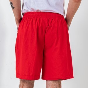 Czerwone męskie krótkie spodenki z kieszeniami - Odzież