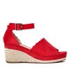 Czerwone sandały a'la espadryle na koturnie Summer Time - Obuwie