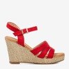 Czerwone sandały damskie na koturnie Sirima - Obuwie