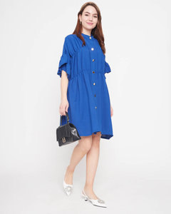 Damska sukienka do kolan w kolorze kobaltowym - Odzież