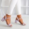 Fioletowe sandały damskie z błyszczącym wykończeniem Mira - Obuwie
