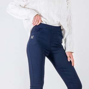 Granatowe damskie tregginsy a'la jeansowe - Odzież