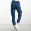 Granatowe spodnie cargo z jeansu - Spodnie