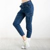 Granatowe spodnie cargo z jeansu - Spodnie