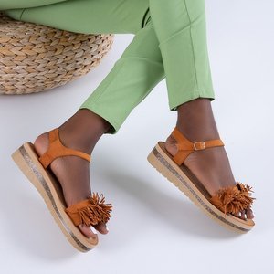 Jasnobrązowe damskie sandały na platformie Elen - Obuwie