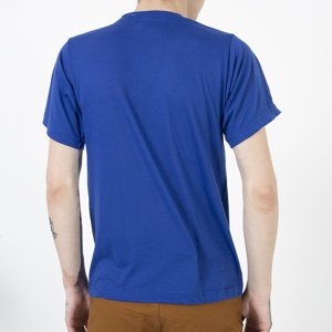 Kobaltowy bawełniany t-shirt męski - Odzież