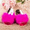 Neonowe różowe klapki z futerkiem Lovia - Obuwie