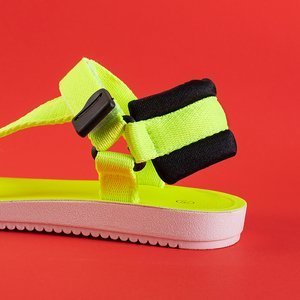 Neonowe żółte damskie sportowe sandały Sprand - Obuwie 