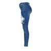 Niebieskie jeansy z marszczeniami i ozdobami - Spodnie