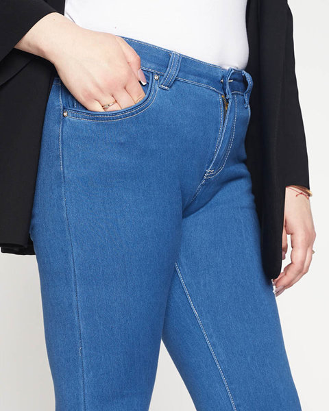 Niebieskie proste jeansy damskie PLUS SIZE - Odzież