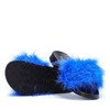 Niebiesko - czarne klapki z futerkiem Beana - Obuwie