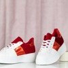 OUTLET Biało-czerwone obuwie sportowe na platformie Des - Obuwie