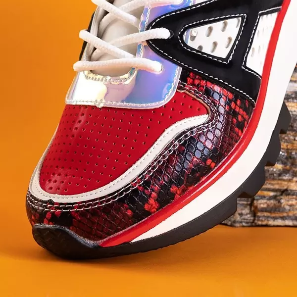 OUTLET Biało-czerwone sneakersy z kolorowymi wstawkami Meia - Obuwie