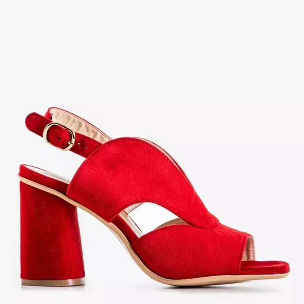 OUTLET Czerwone damskie sandały na słupku Biserka - Obuwie