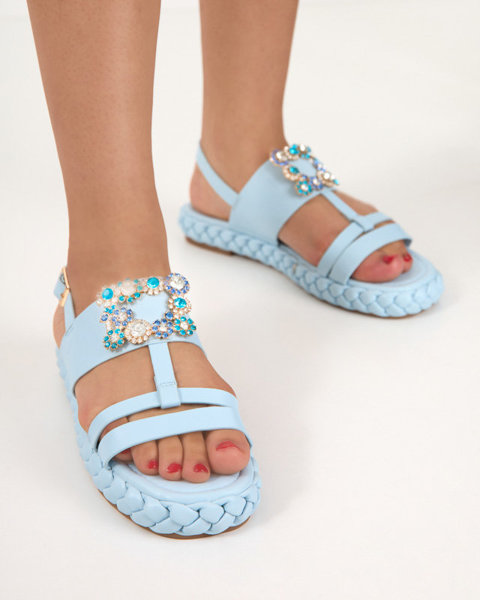 OUTLET Damskie niebieskie sandały z ozdobną klamerką Govy- Obuwie