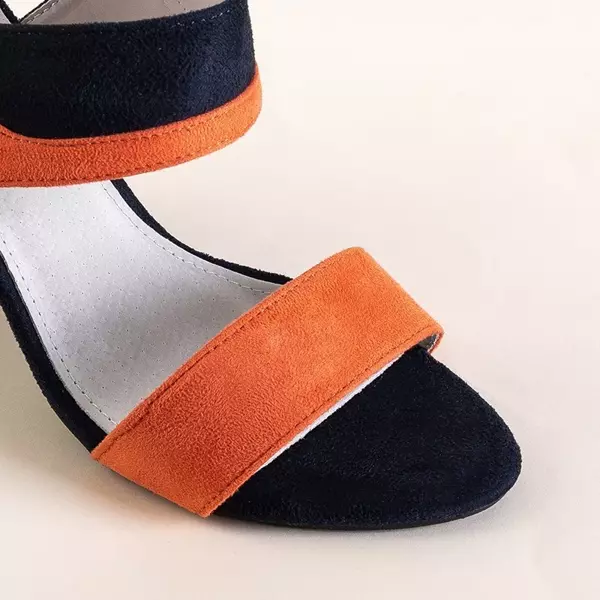 OUTLET Granatowo-pomarańczowe damskie sandały Tiffan - Obuwie