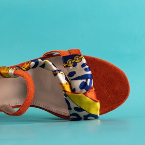 Pomarańczowe damskie sandały na słupku Alazania - Obuwie