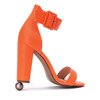 Pomarańczowe neonowe sandały na słupku z zapięciem Katiea - Obuwie