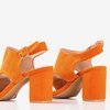 Pomarańczowe sandały damskie na wyższym słupku z cholewką Ilonepa - Obuwie