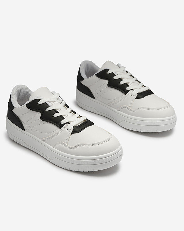 Royalfashion Białe sportowe buty damskie z czarnymi wstawkami Tercua