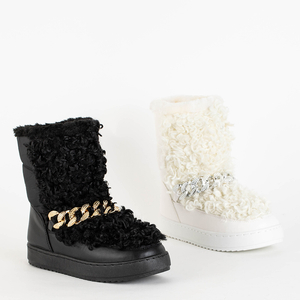 Royalfashion Czarne damskie buty a'la śniegowce z ozdobną cholewką Porto