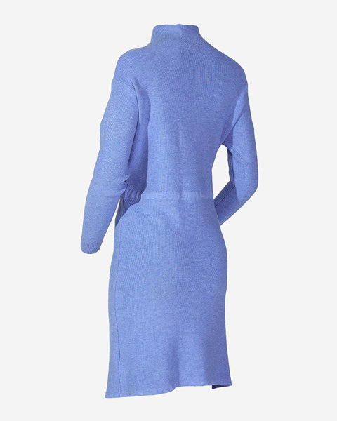 Royalfashion Niebieska damska sukienka swetrowa z golfem