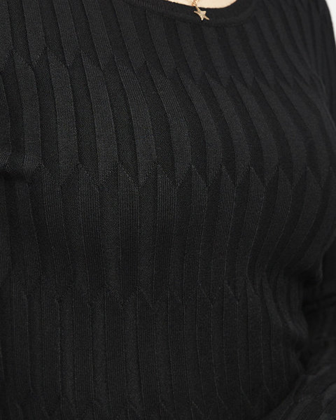 Royalfashion Prążkowany sweter damski w kolorze czarnym