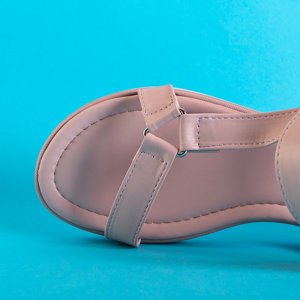 Różowe damskie sandały płaskie Adalsi - Obuwie 