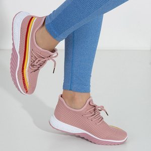 Różowe damskie sportowe buty z kolorowymi paseczkami Lutia - Obuwie