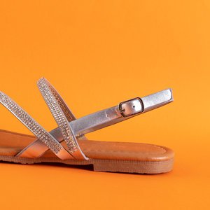Srebrne damskie sandały z cyrkoniami Mitali - Obuwie 
