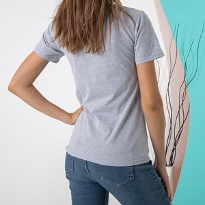 Szary damski bawełniany t-shirt - Odzież