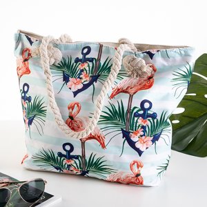 Wielokolorowa plażowa torba z flamingami - Akcesoria
