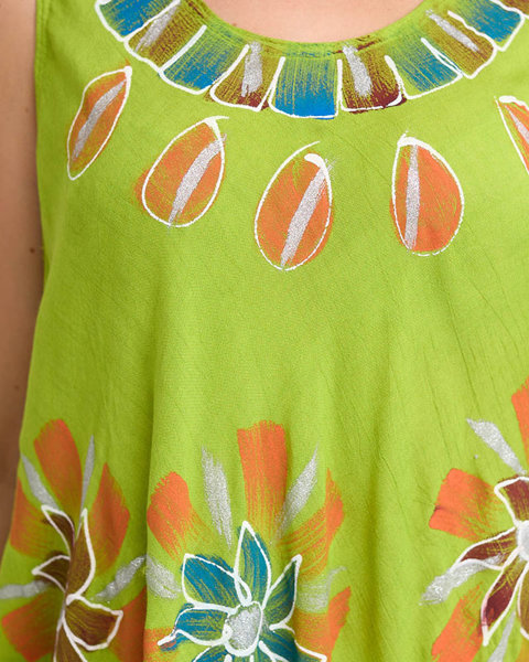 Zielona damska sukienka plażowa narzutka w kwiaty - Odzież