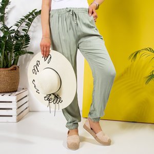 Zielone damskie materiałowe spodnie PLUS SIZE - Odzież