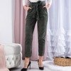 Zielone damskie spodnie paperbag z wysokim stanem - Spodnie
