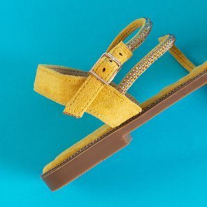 Żółte damskie sandały z cyrkoniami Swirelli - Obuwie
