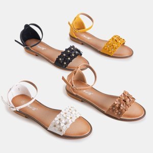 Żółte damskie sandały z kwiatuszkami Rafana - Obuwie